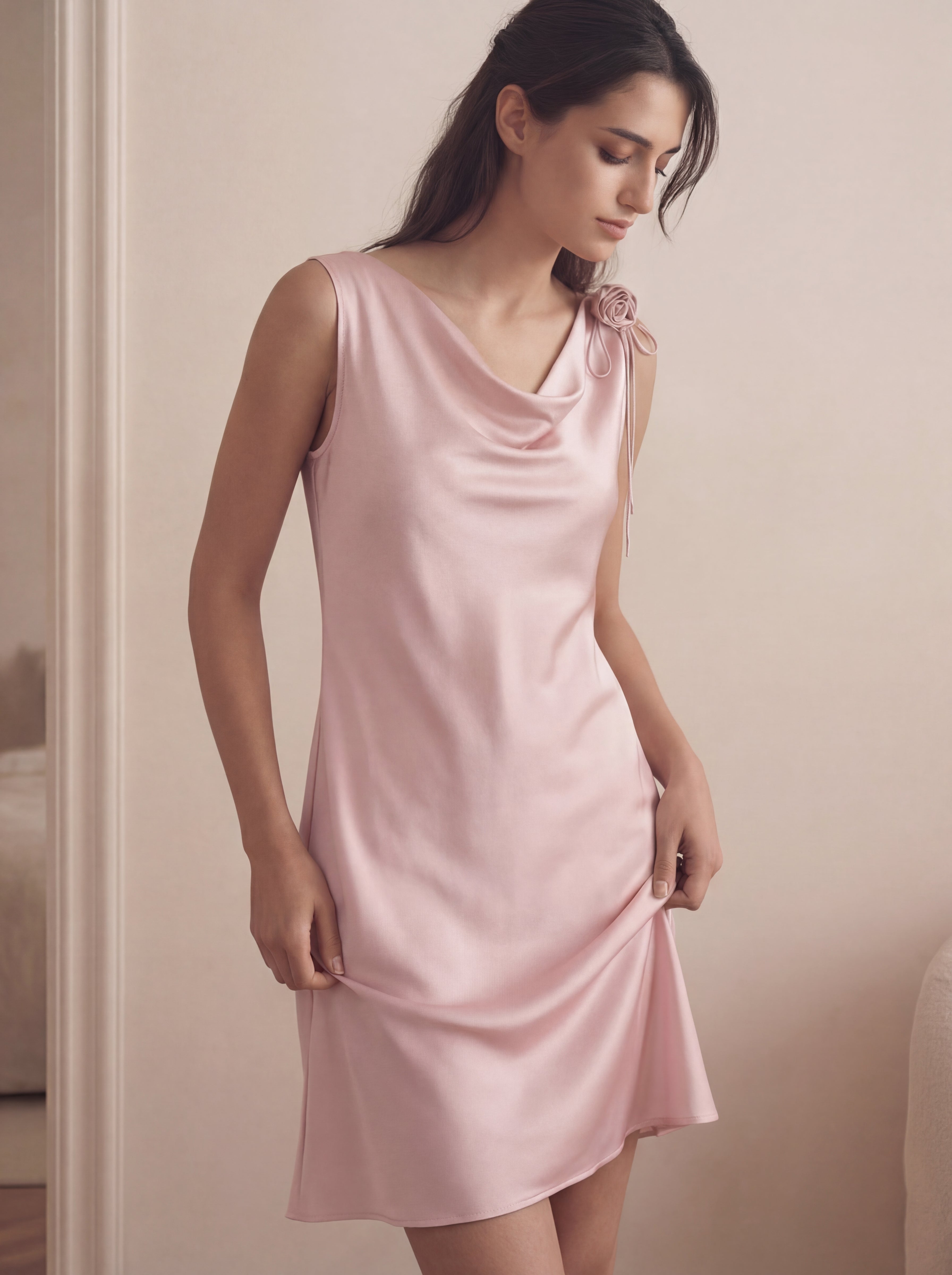 真絲玫瑰垂領洋裝｜Silk Vow