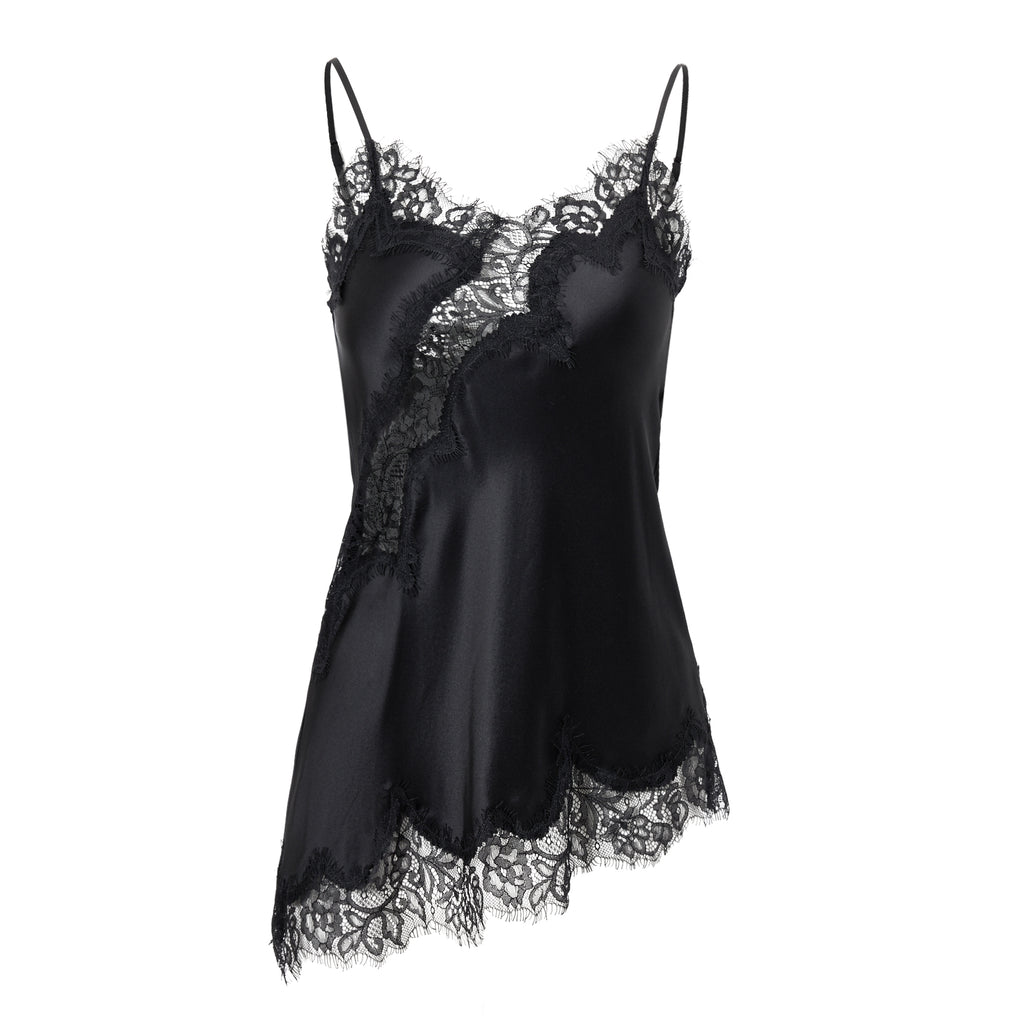 夜影蕾絲長褲套裝｜真絲睡衣套裝