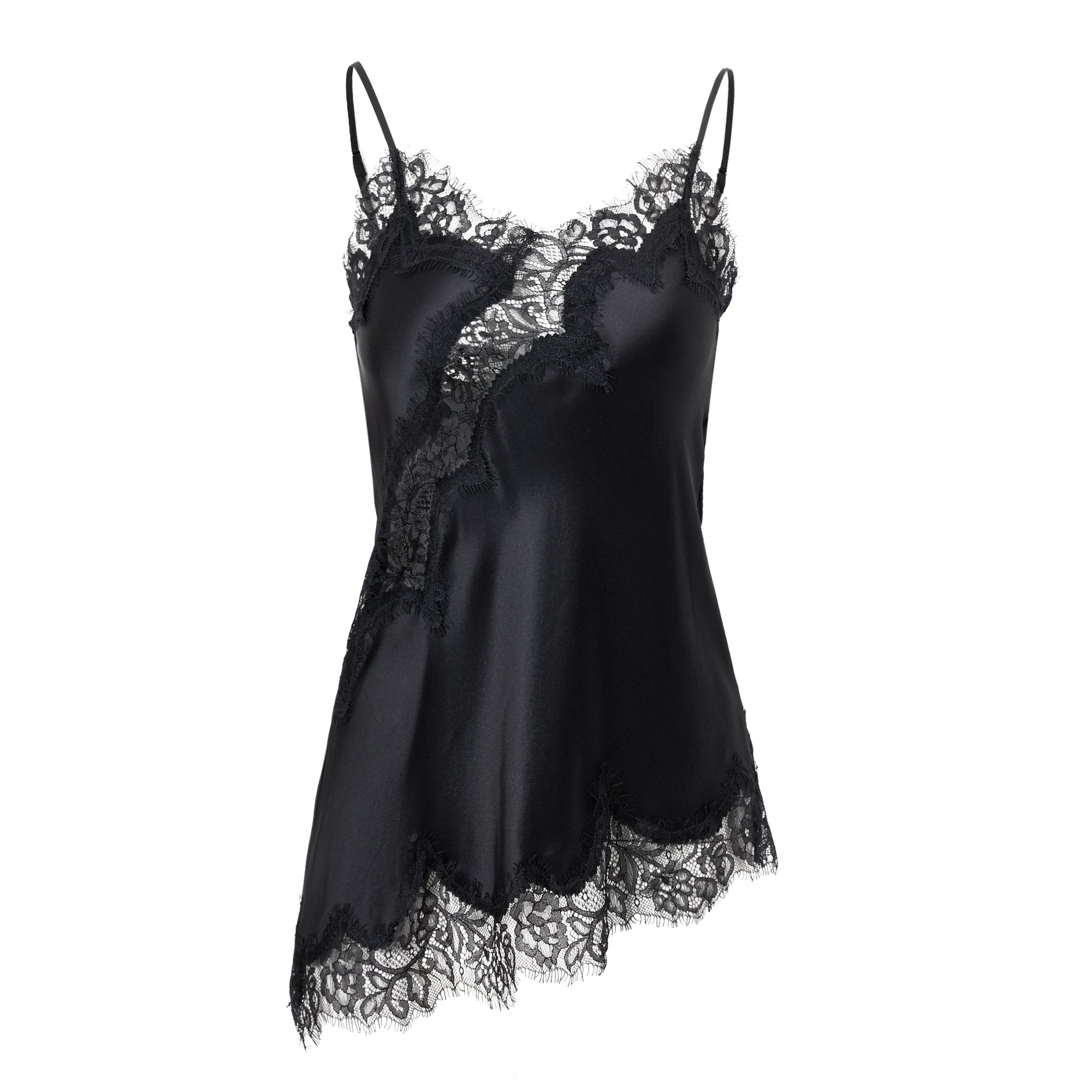 夜影蕾絲長褲套裝｜真絲睡衣套裝