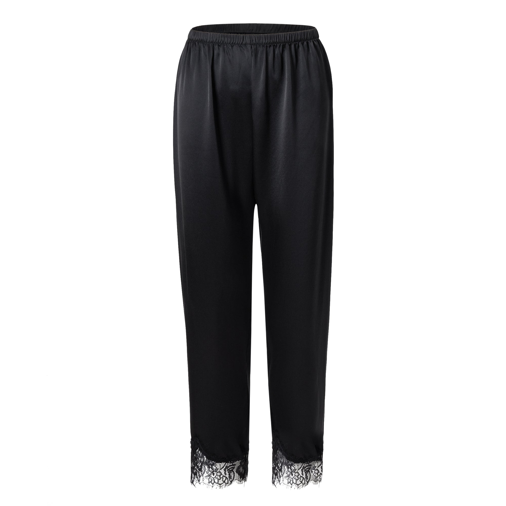 夜影蕾絲長褲套裝｜真絲睡衣套裝