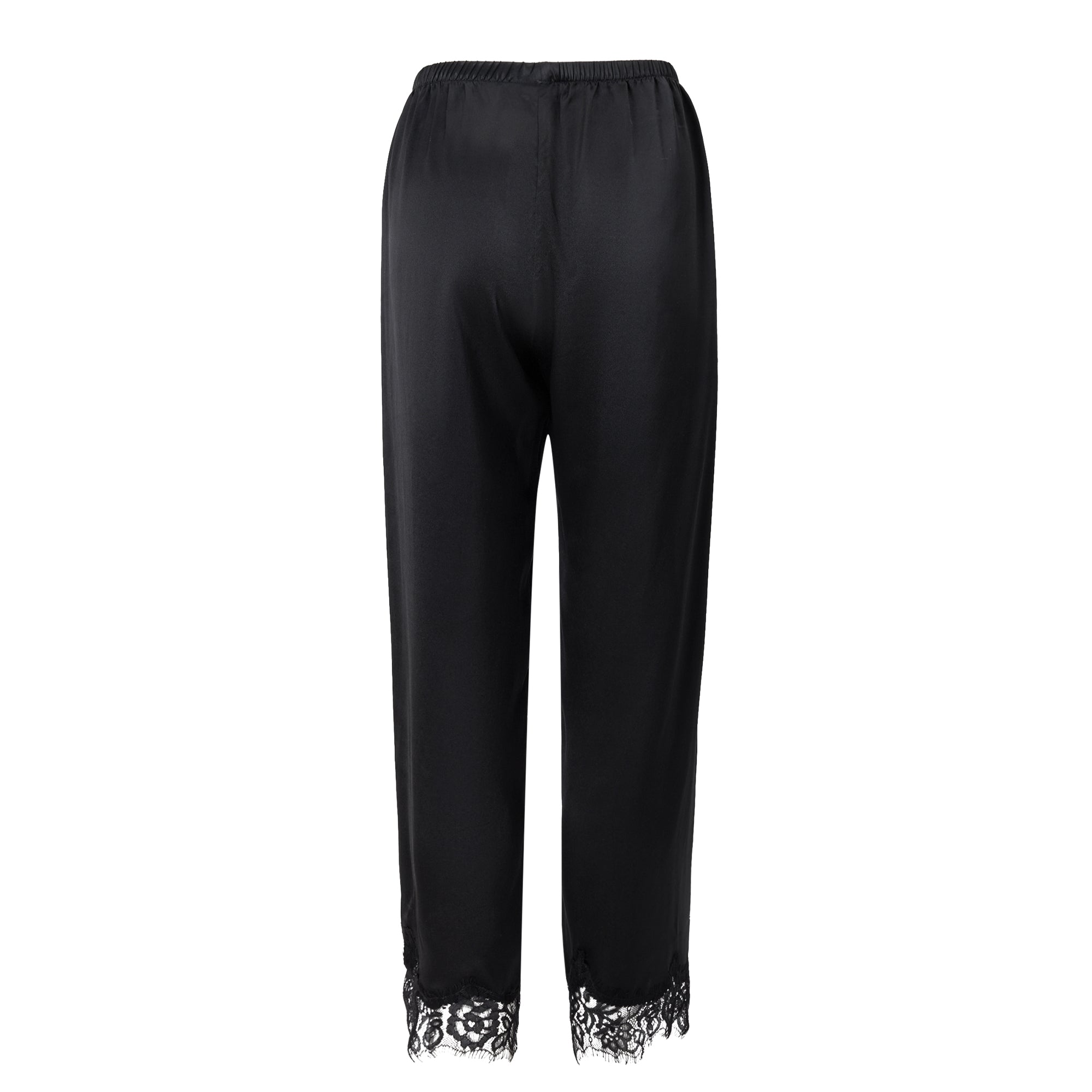 夜影蕾絲長褲套裝｜真絲睡衣套裝