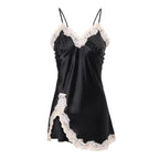 月光蕾絲開衩睡裙｜真絲細肩帶睡裙