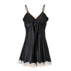 月光蕾絲開衩睡裙｜真絲細肩帶睡裙