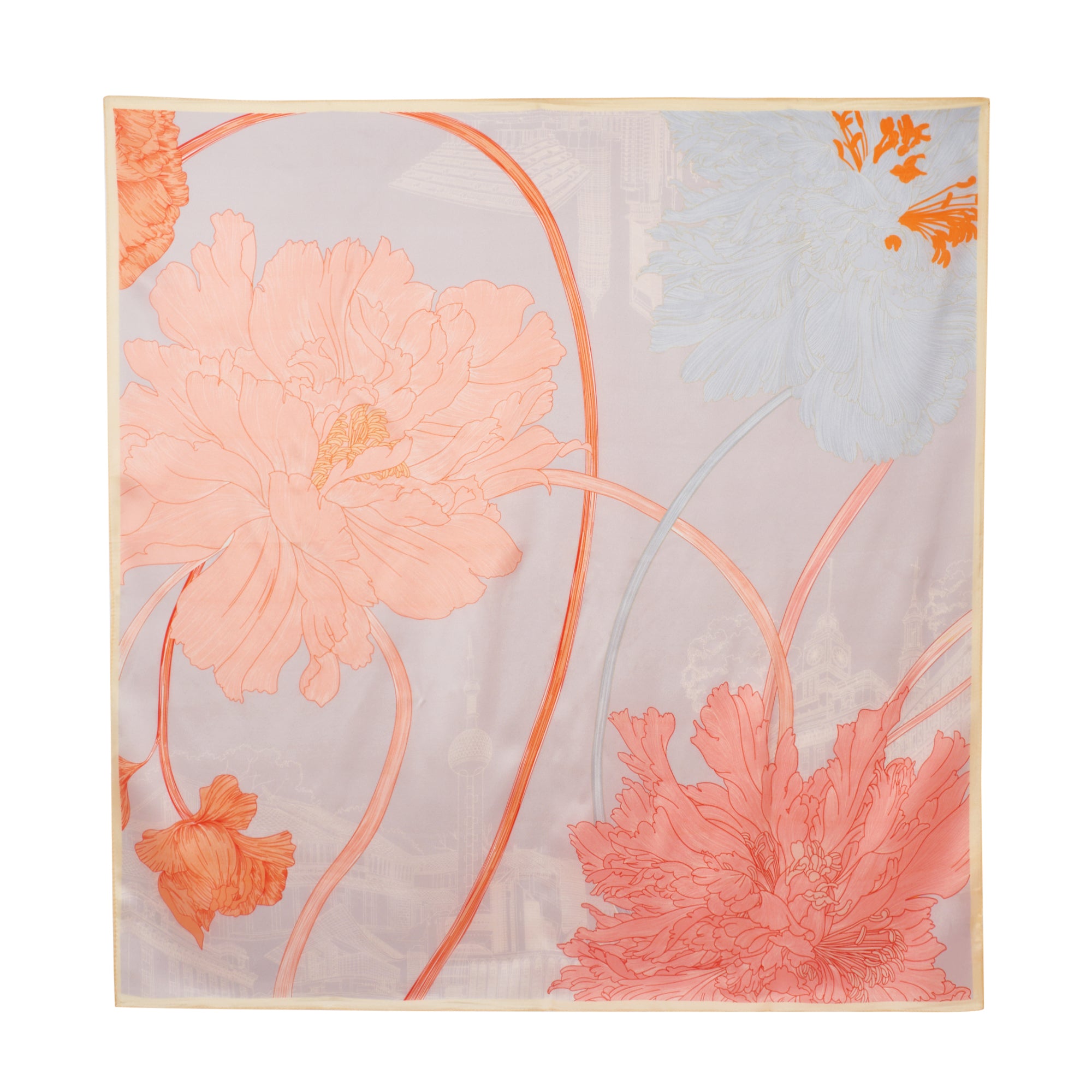 經典真絲方巾 ｜橙霞漸層｜Silk Art Scarf