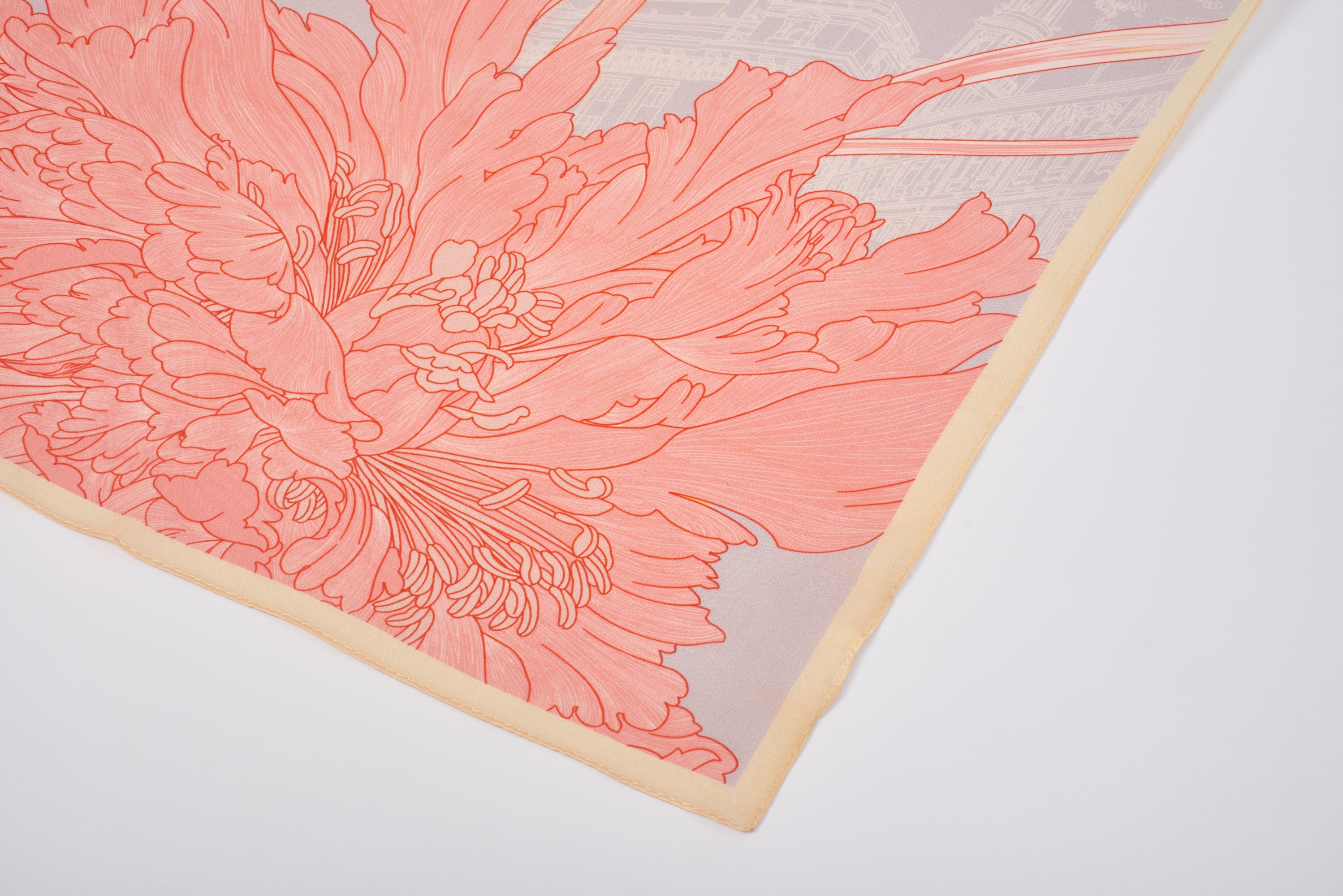 經典真絲方巾 ｜橙霞漸層｜Silk Art Scarf