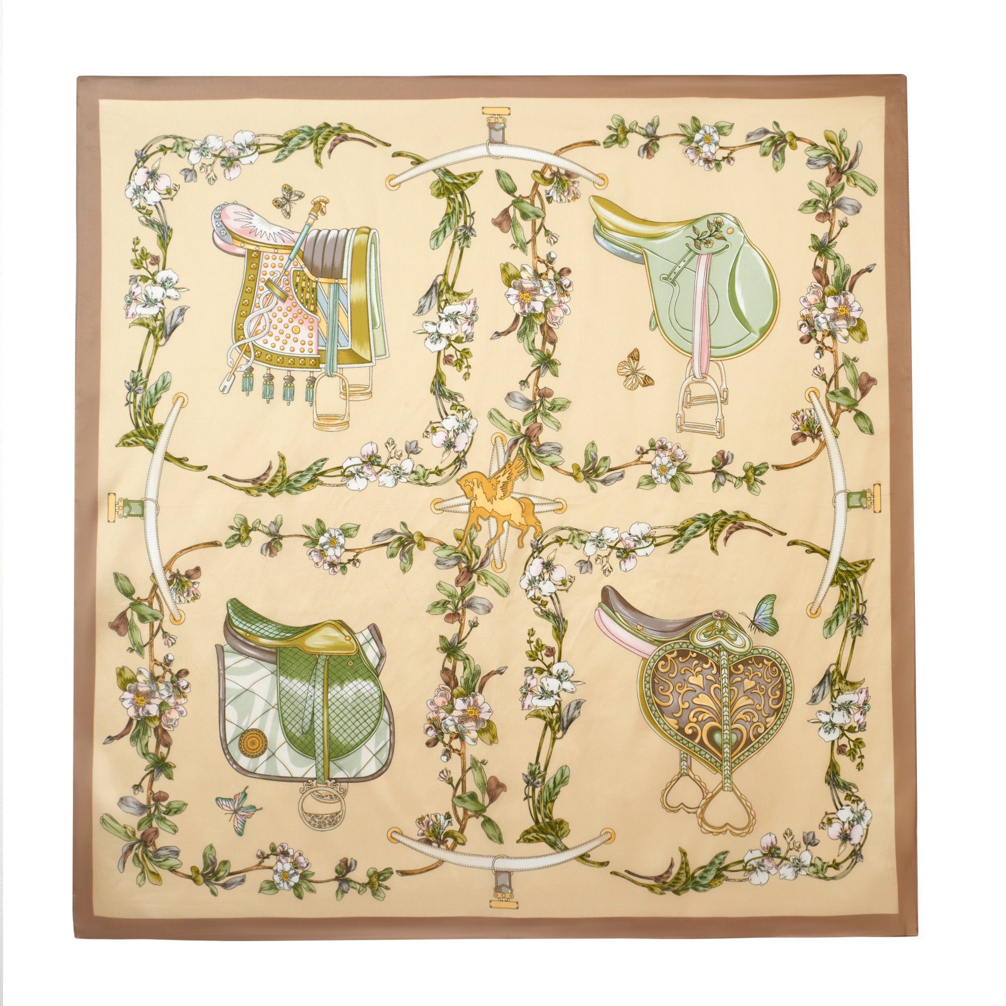 經典真絲方巾 ｜杏花暮色｜Silk Art Scarf