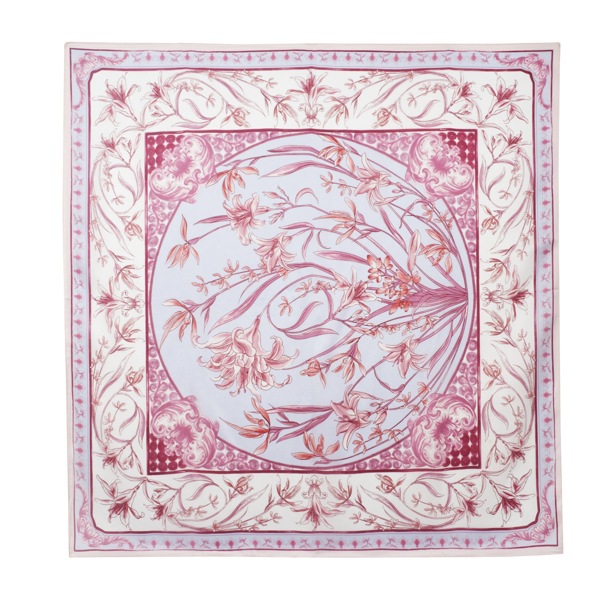 經典真絲方巾 ｜紫蘭花韻｜Silk Art Scarf