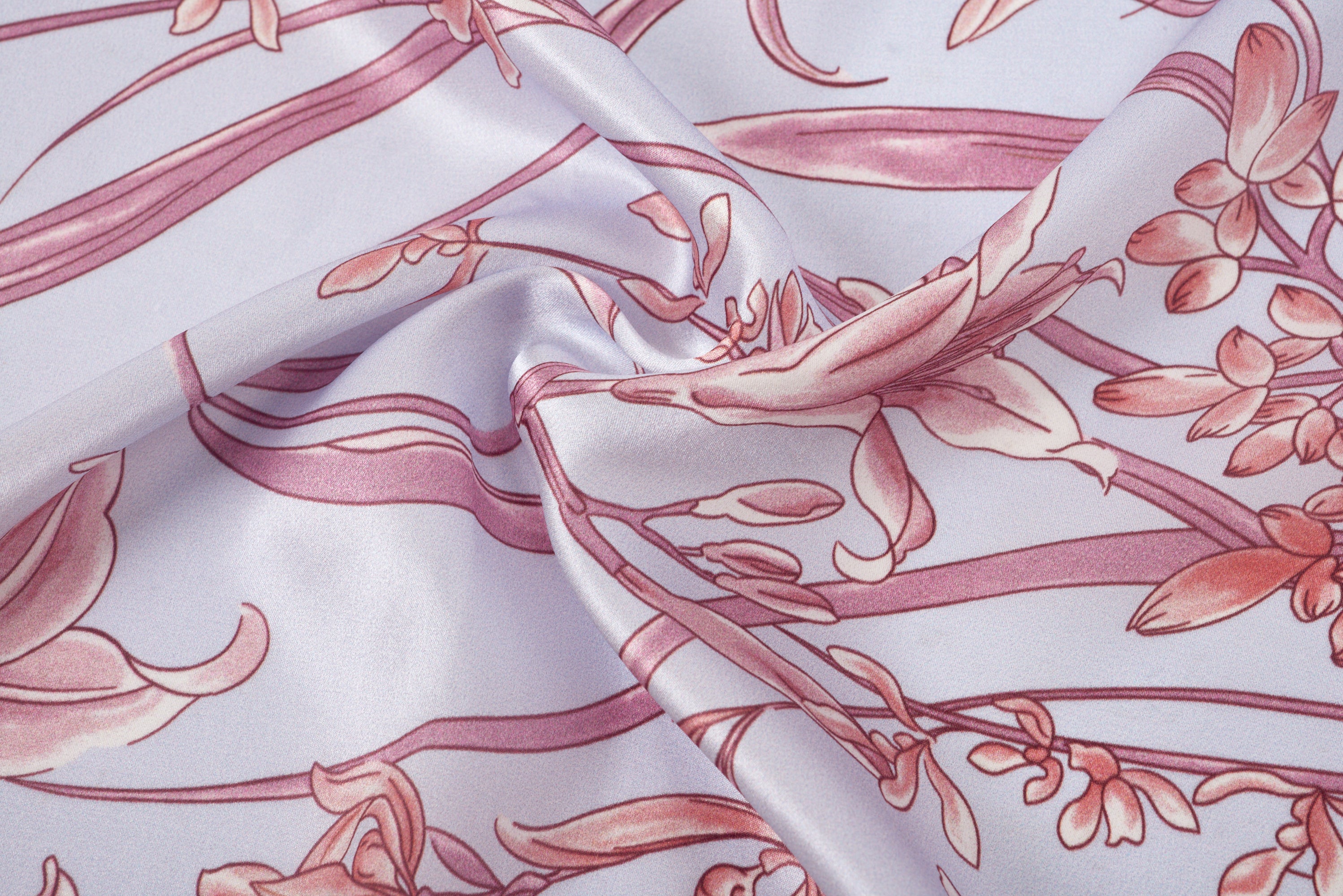 經典真絲方巾 ｜紫蘭花韻｜Silk Art Scarf
