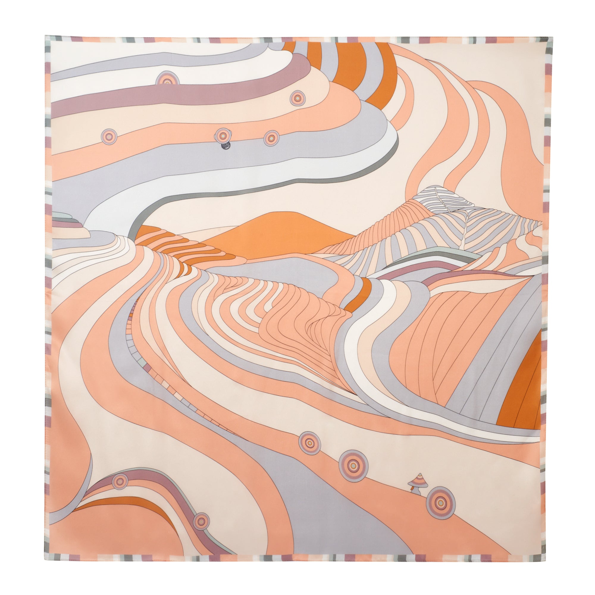 經典真絲方巾 ｜幾何暖調｜Silk Art Scarf