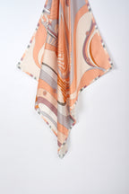 經典真絲方巾 ｜幾何暖調｜Silk Art Scarf