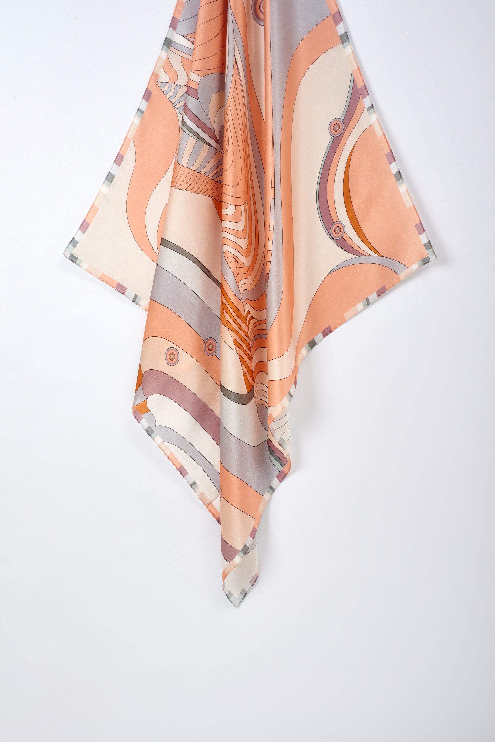 經典真絲方巾 ｜幾何暖調｜Silk Art Scarf