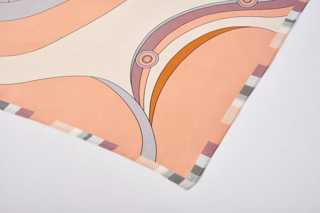 經典真絲方巾 ｜幾何暖調｜Silk Art Scarf