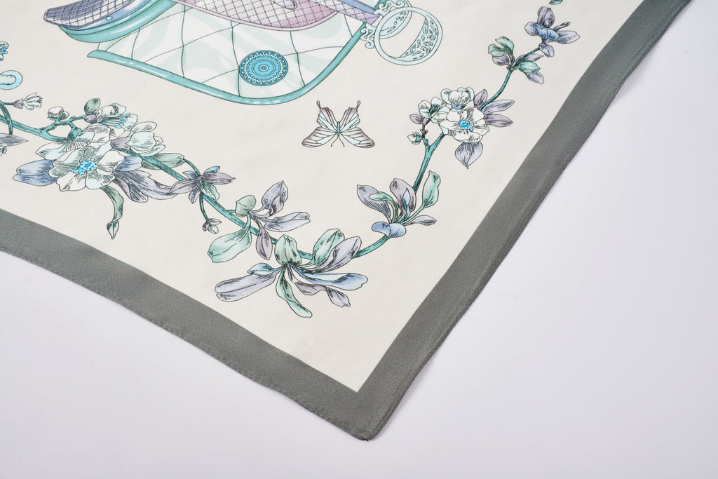 經典真絲方巾 ｜春曉花園｜Silk Art Scarf