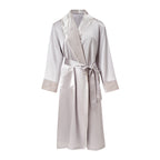 真絲絲絨睡袍｜絲滑柔光・法式優雅居家晨袍（裸粉／灰紫）