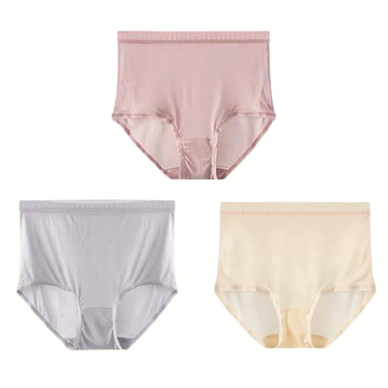 女士真絲高腰內褲｜法式高叉 × 乾爽透氣 (3入組)