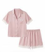 【黑蕾絲・短袖真絲家居服】優雅經典 × 輕盈感受