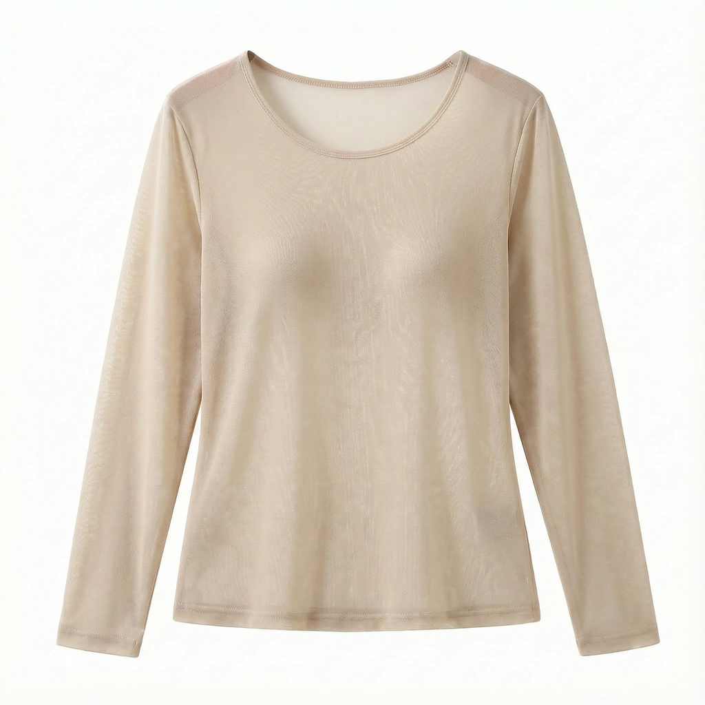 【100%蠶絲】親膚保暖打底衫｜圓領長袖內搭上衣