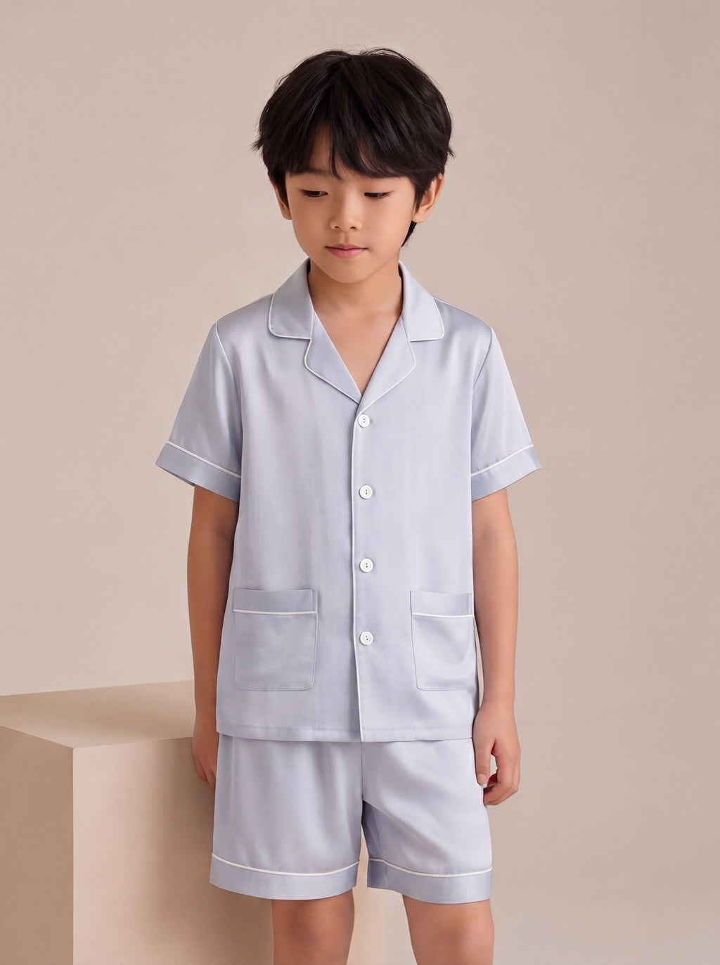 兒童經典真絲短袖短褲套裝｜CloudSoft Silk™