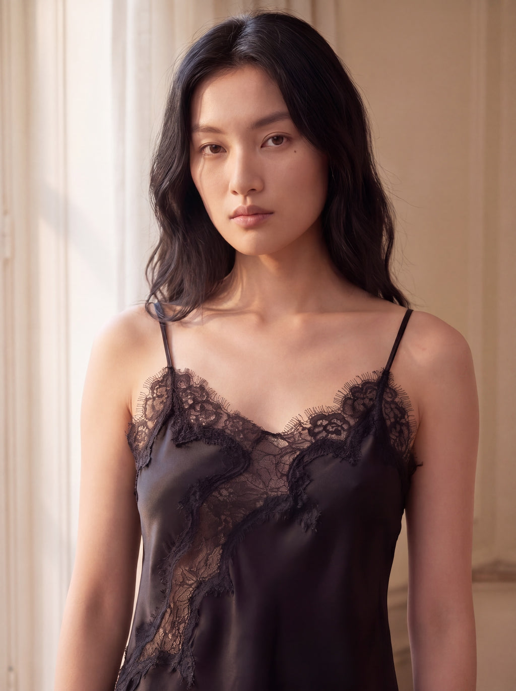 夜影蕾絲長褲套裝｜真絲睡衣套裝