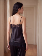 夜影蕾絲長褲套裝｜真絲睡衣套裝