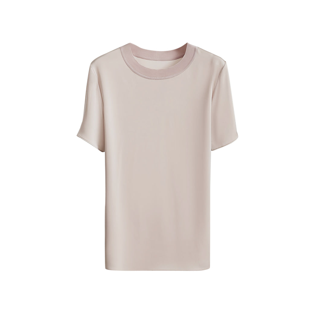 Silk Short-Sleeve Top 霧光真絲短袖上衣