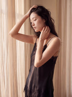 夜影蕾絲長褲套裝｜真絲睡衣套裝