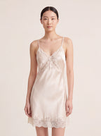 柔光蕾絲細肩帶睡裙｜真絲睡裙