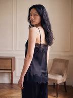 夜影蕾絲長褲套裝｜真絲睡衣套裝