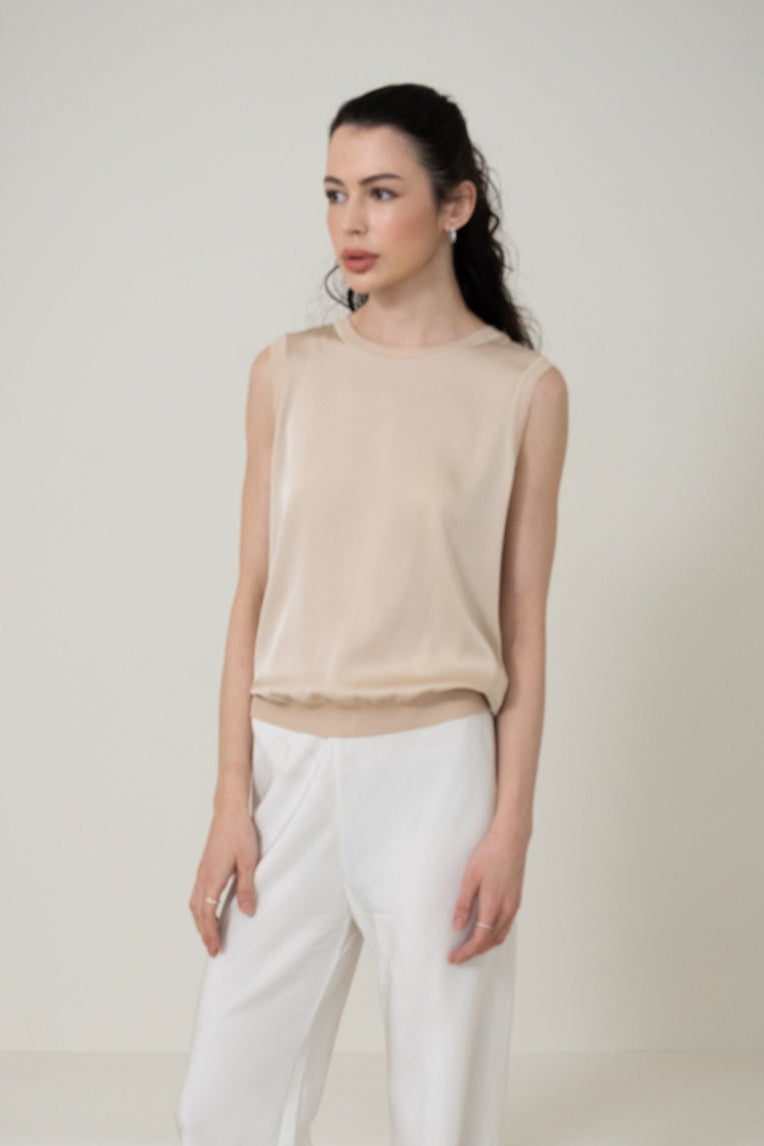 Silk Sleeveless Top 真絲圓領無袖上衣