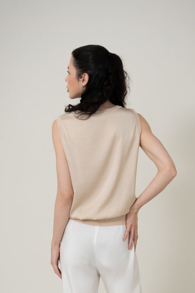 Silk Sleeveless Top 真絲圓領無袖上衣