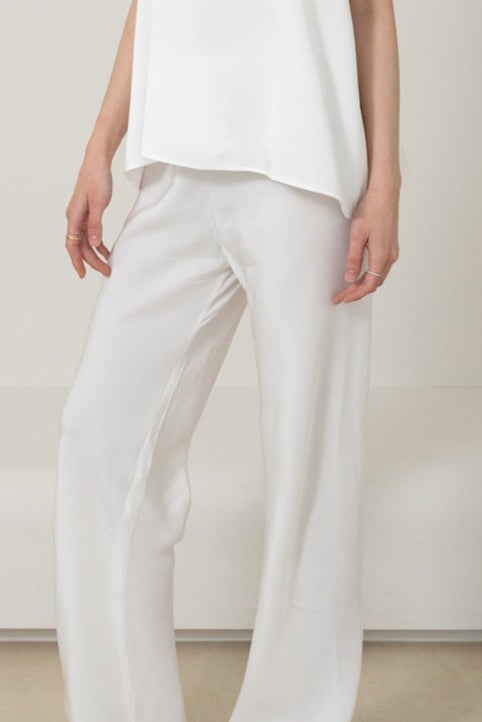 Silk Wide-Leg Pants｜30 Momme Heavy Crinkled Silk 斜裁重皺真絲寬褲