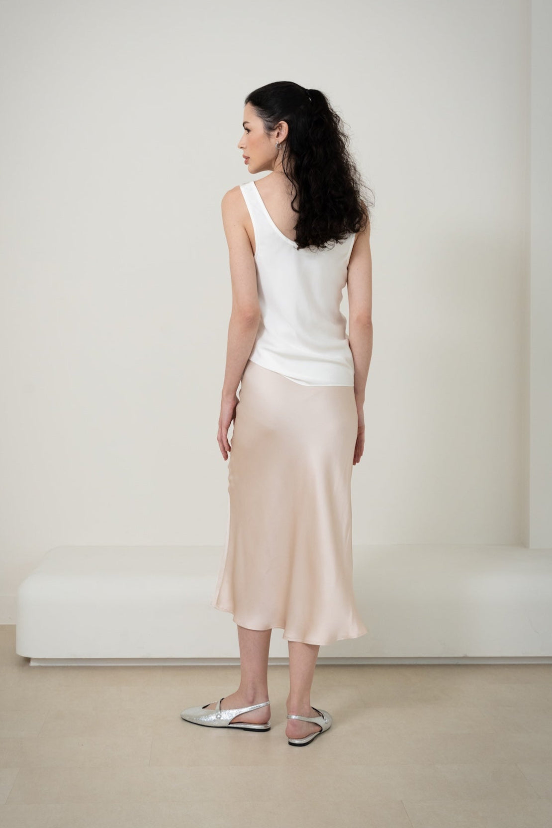 Silk Midi Skirt｜Double-Faced Silk Charmeuse 斜裁雙面真絲半身裙