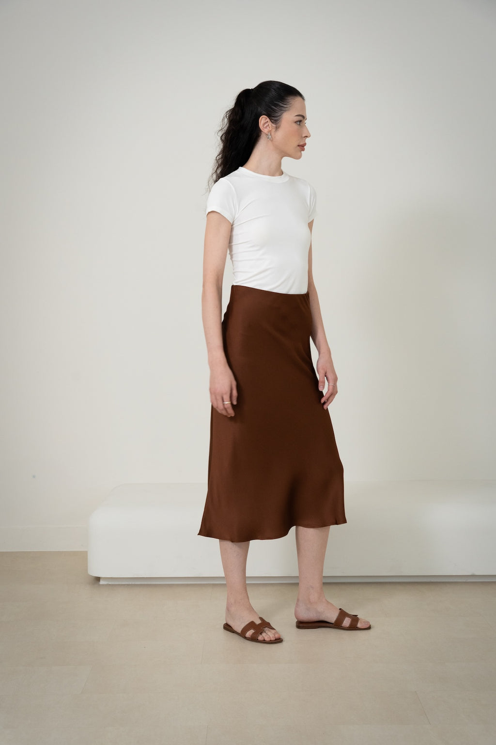 Silk Midi Skirt｜Double-Faced Silk Charmeuse 斜裁雙面真絲半身裙