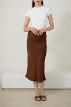 Silk Midi Skirt｜Double-Faced Silk Charmeuse 斜裁雙面真絲半身裙