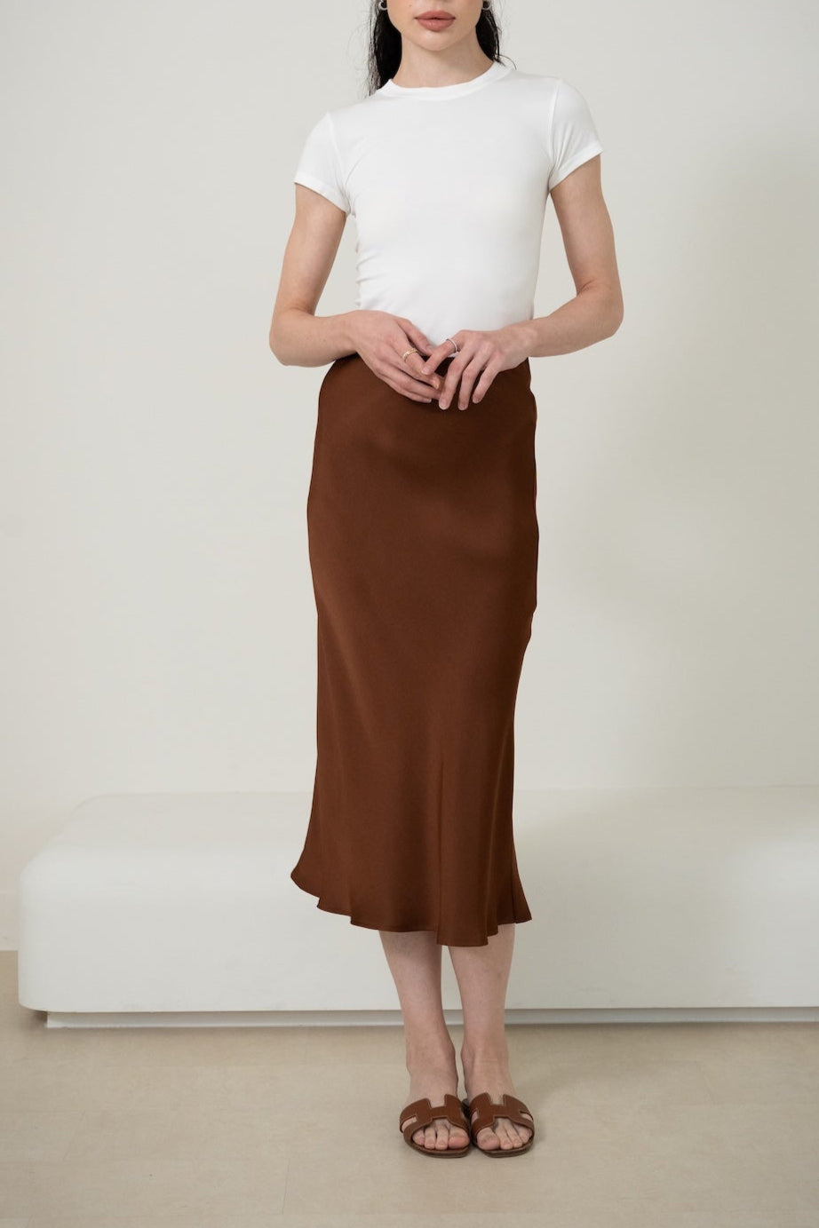 Silk Midi Skirt｜Double-Faced Silk Charmeuse 斜裁雙面真絲半身裙