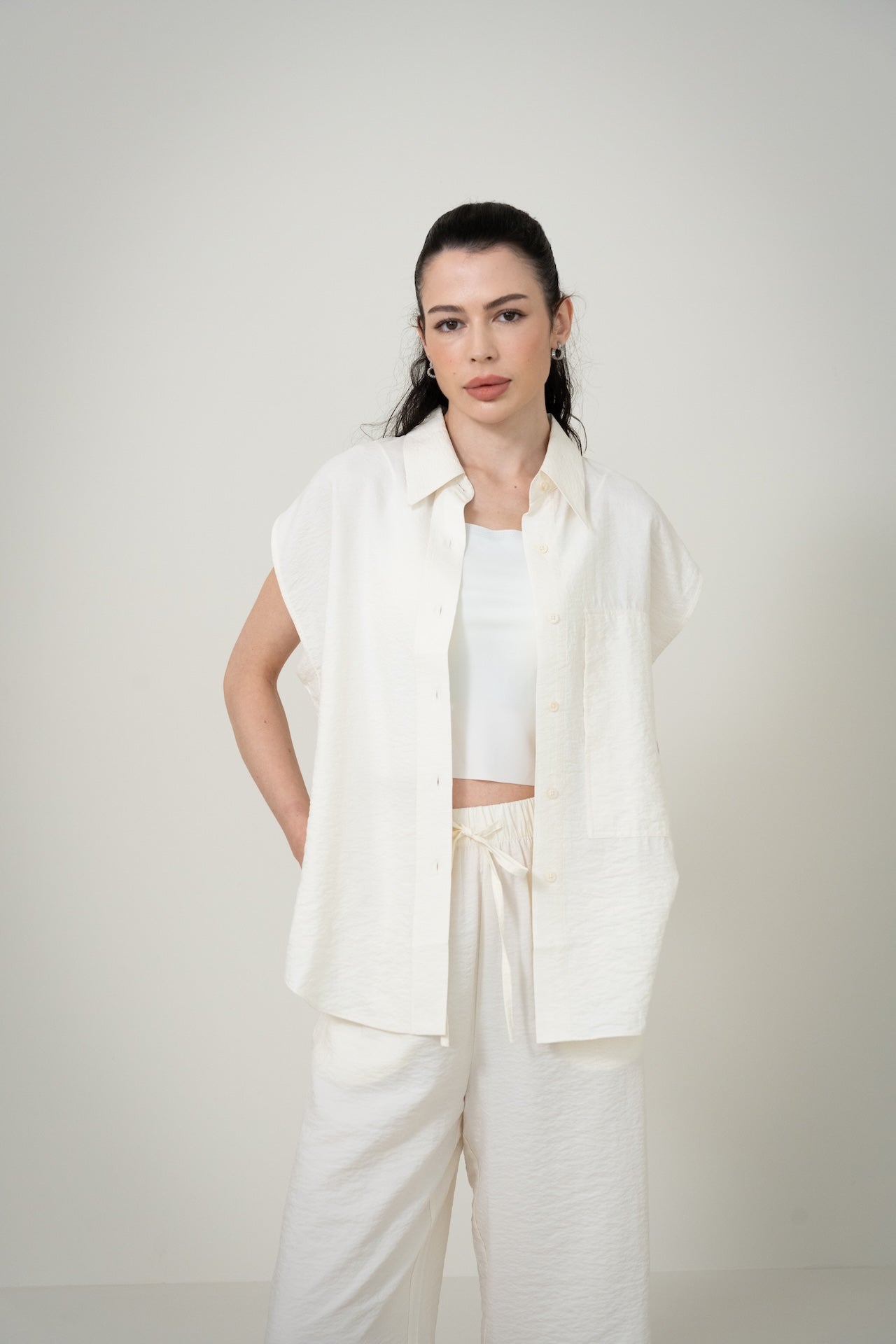 Silk Casual Set with Cropped Pants 桑蠶絲九分褲休閒套裝