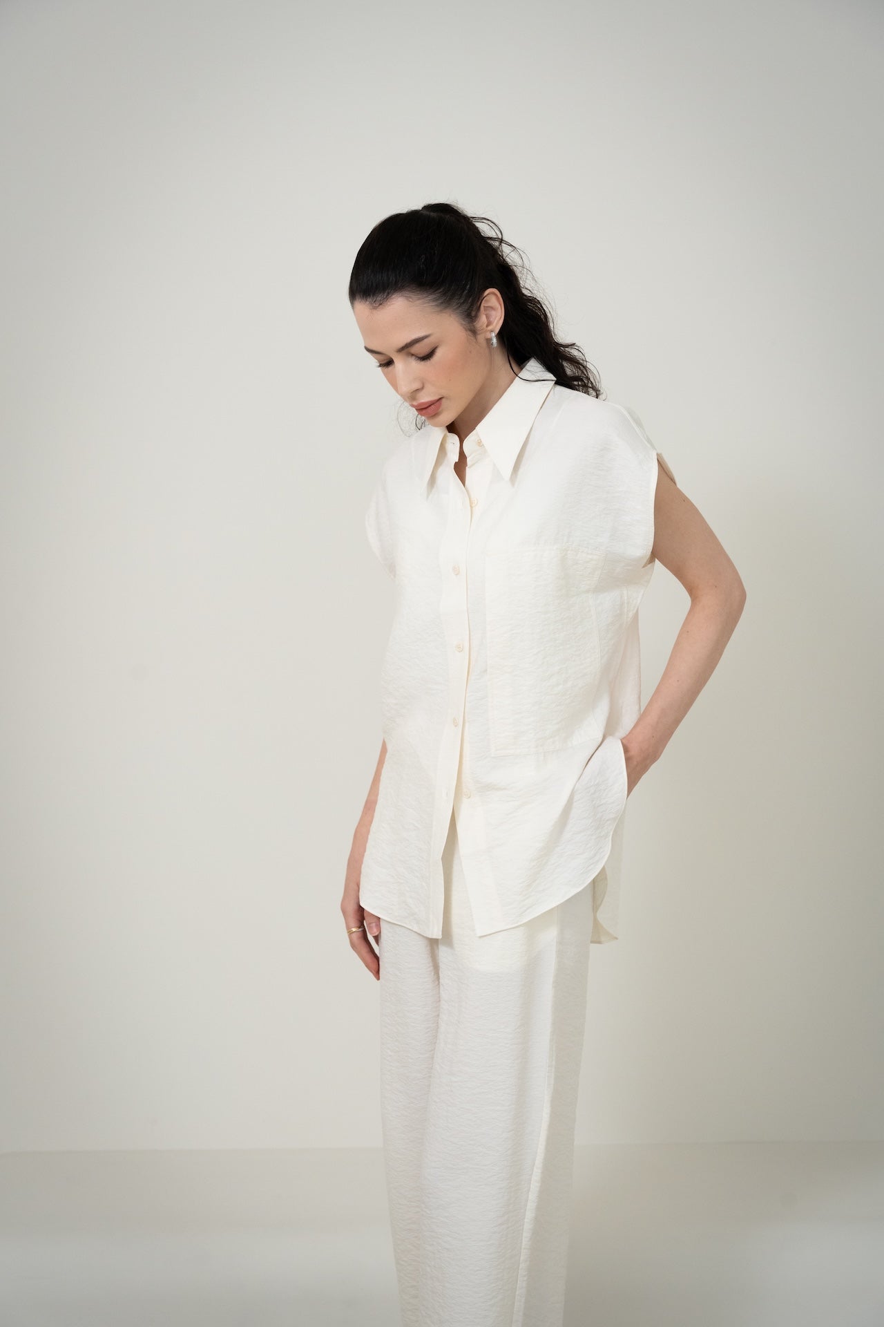Silk Casual Set with Cropped Pants 桑蠶絲九分褲休閒套裝