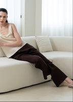 Silk Wide-Leg Pants｜30 Momme Heavy Crinkled Silk 斜裁重皺真絲寬褲