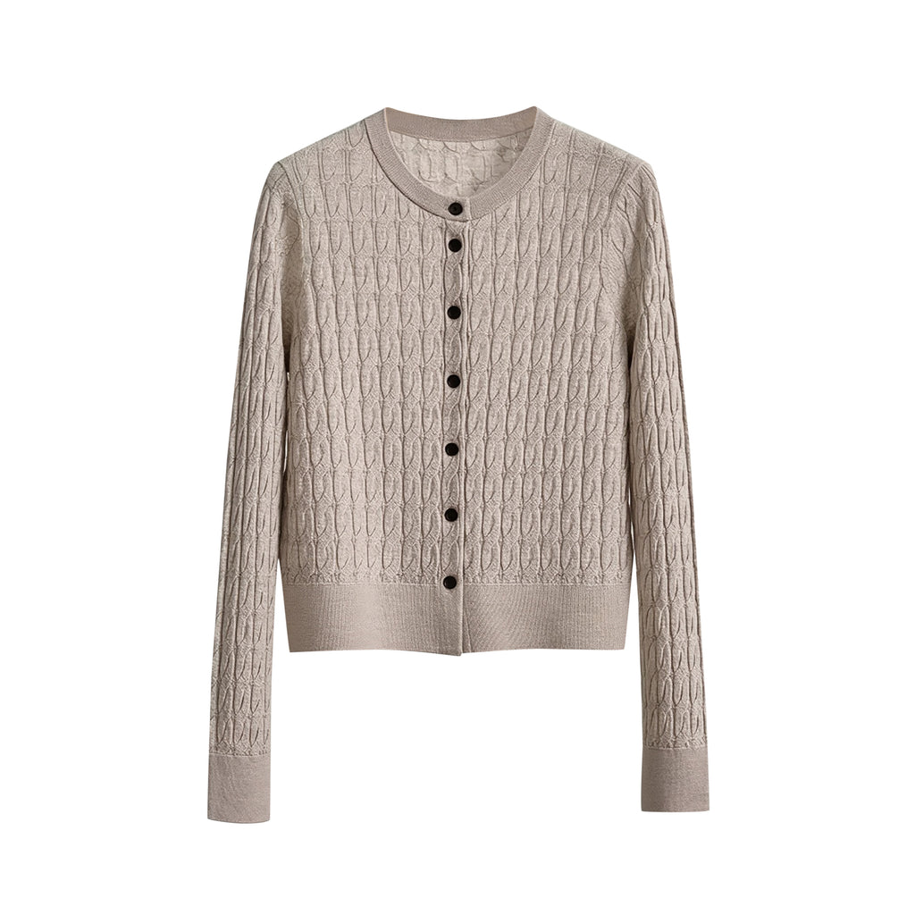 真絲混羊毛針織開襟衫｜老錢氣質 × 柔軟不刺癢