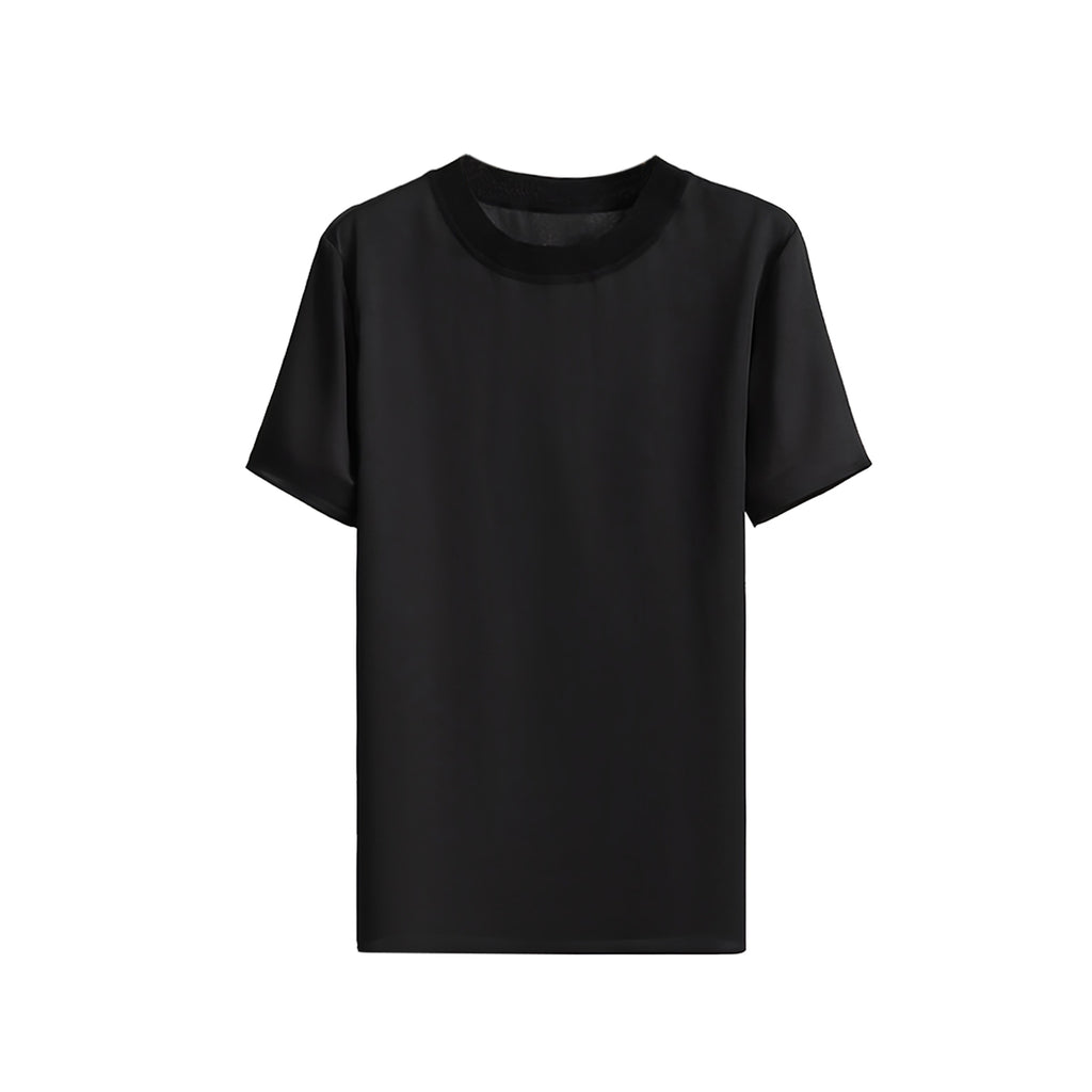 Silk Short-Sleeve Top 霧光真絲短袖上衣