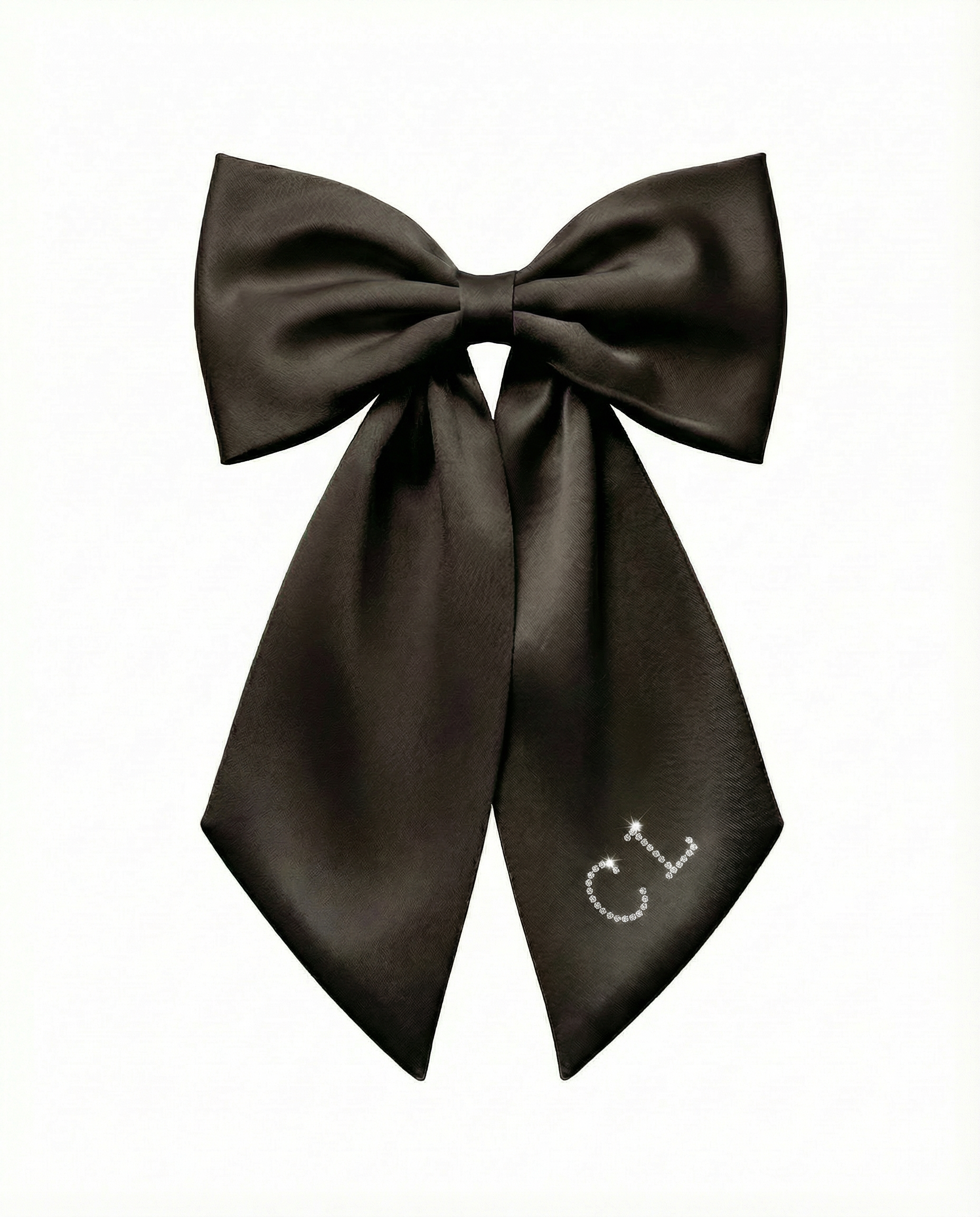 真絲蝴蝶結髮夾｜法式氣質 × 名字客製亮鑽