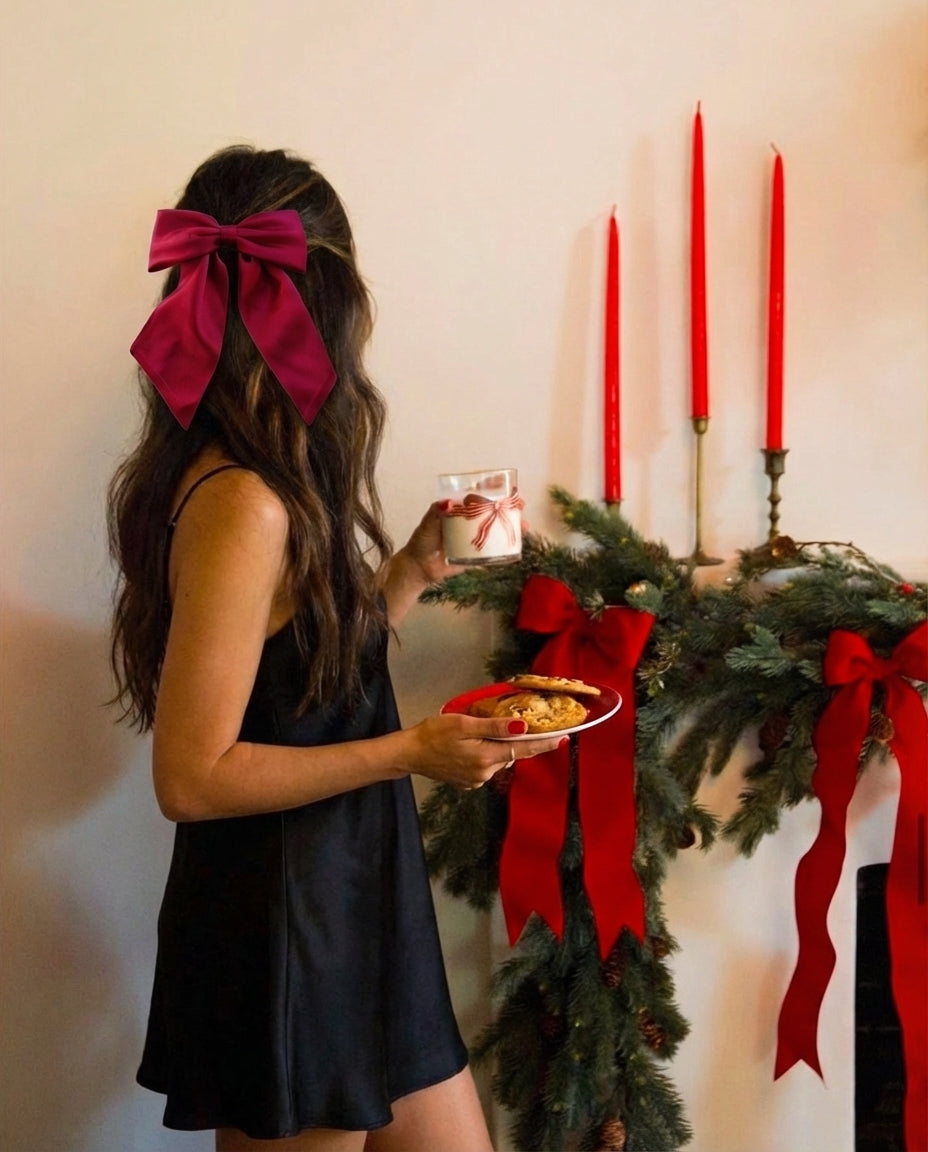 真絲蝴蝶結髮夾｜法式氣質 × 名字客製亮鑽