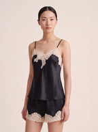 微光蕾絲短褲套裝｜真絲細肩帶睡衣