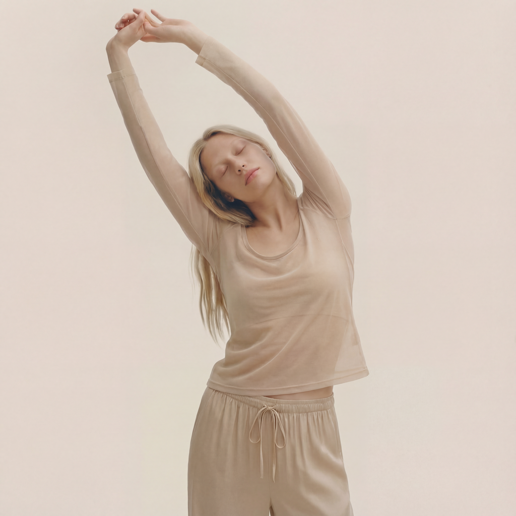 【100%蠶絲】親膚保暖打底衫｜圓領長袖內搭上衣